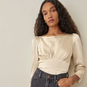 Reformation Silk Jason Top in Cream